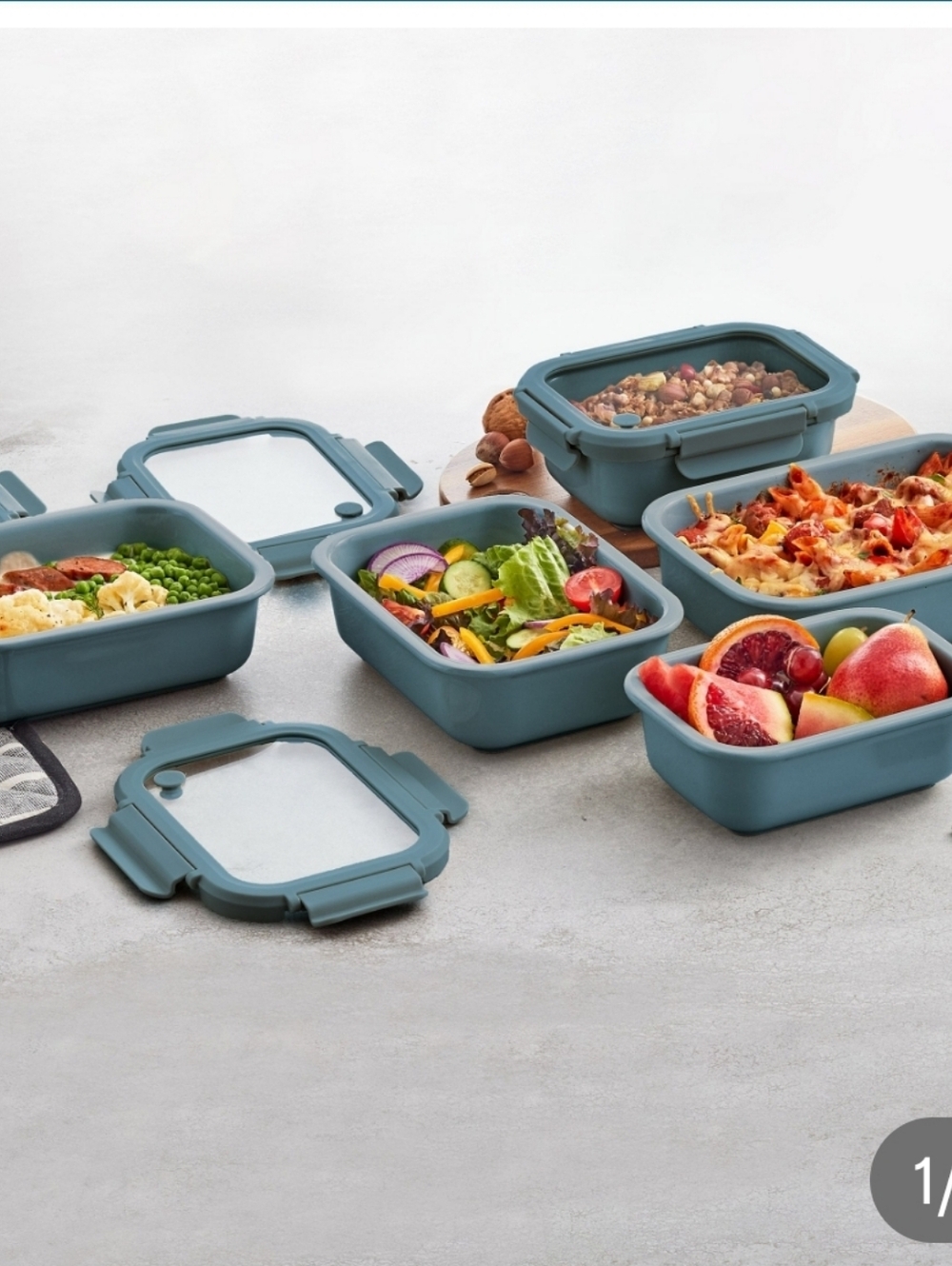 (6)Safdie &Co 10 Piece Ceramic  Meal Prep Food Storage Container Set